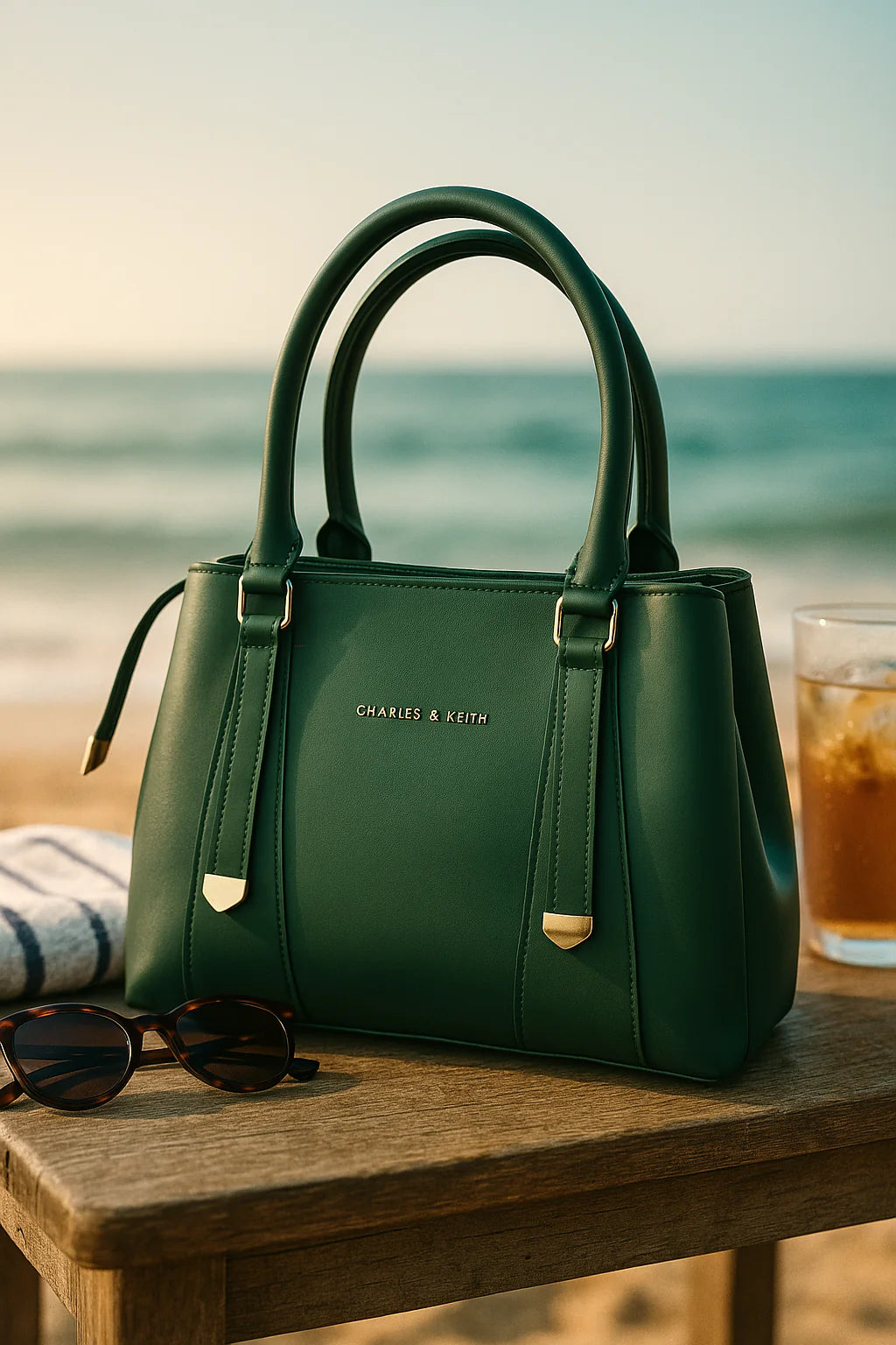 Coastal Emerald – Luxury Leather Handbag by Charles & Keith