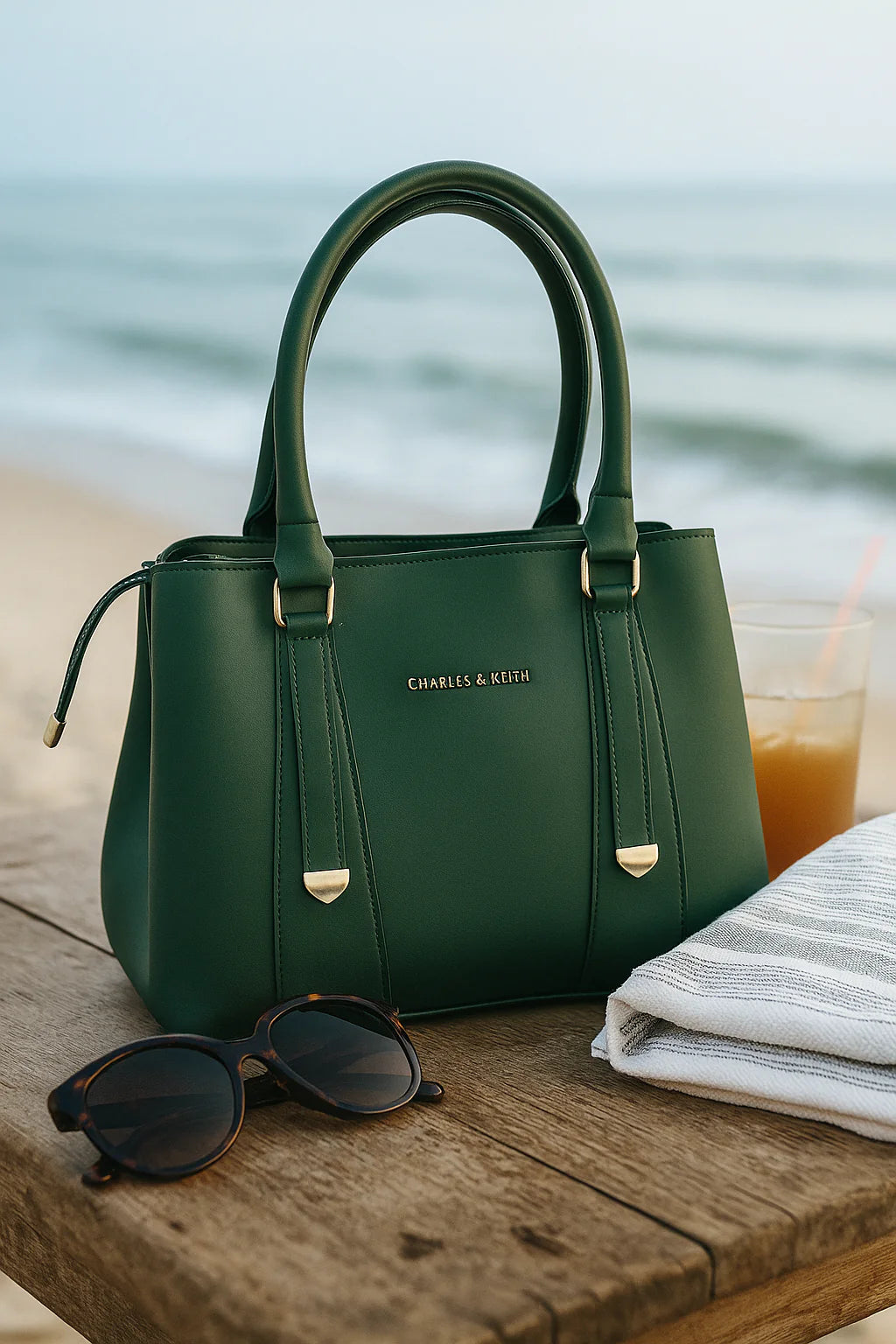 Coastal Emerald – Luxury Leather Handbag by Charles & Keith