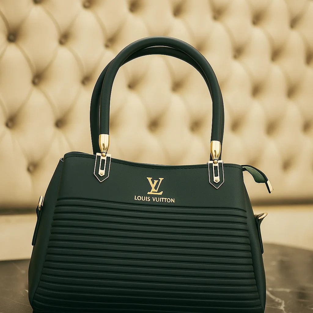 Luxury Louis Vuitton Black Handbag – Elegant Designer Tote with Gold Detailing