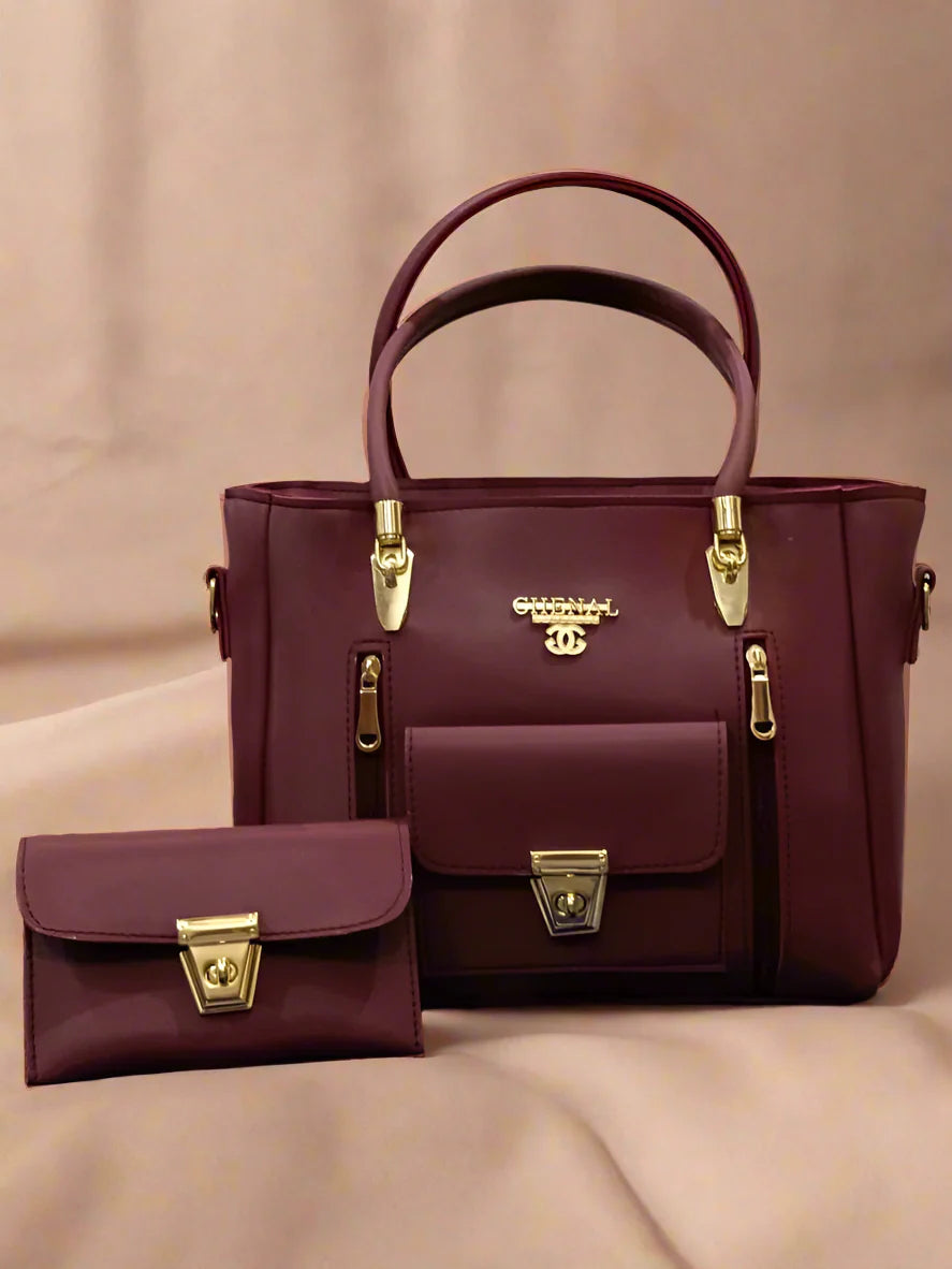Luxury Maroon Chanel-Inspired Handbag Set